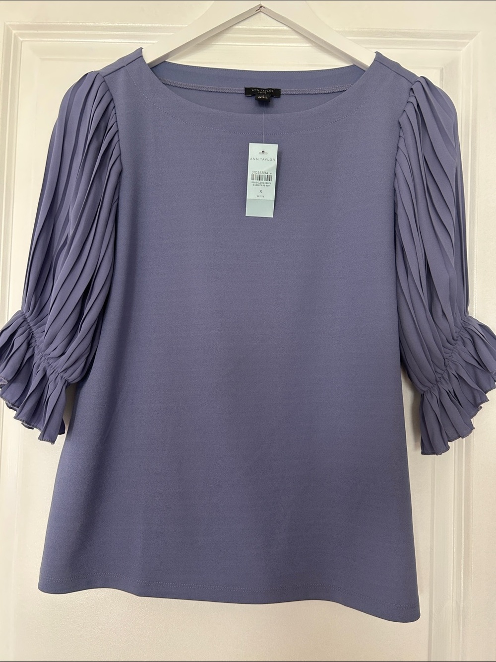 Pleated Sleeve Lavender Women's Top - Ann Taylor